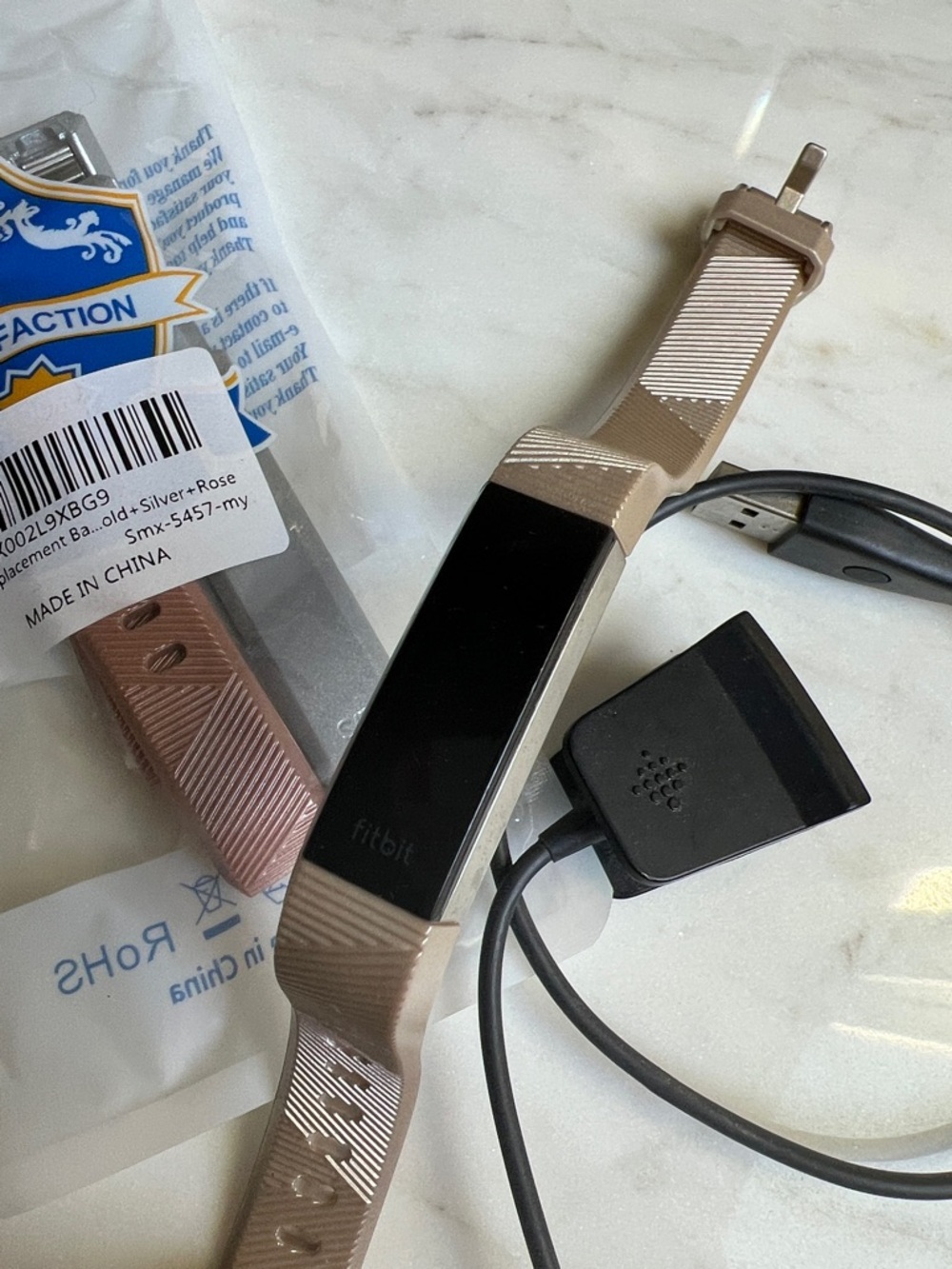 fitbit Charge Compatible Tracker with Rose Gold/Bronze Band